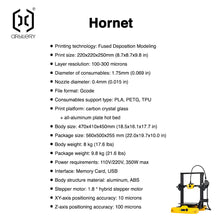 Load image into Gallery viewer, Artillery Hornet 3D Printer - 95% Pre-Assembled with 220X220X250mm print build area
